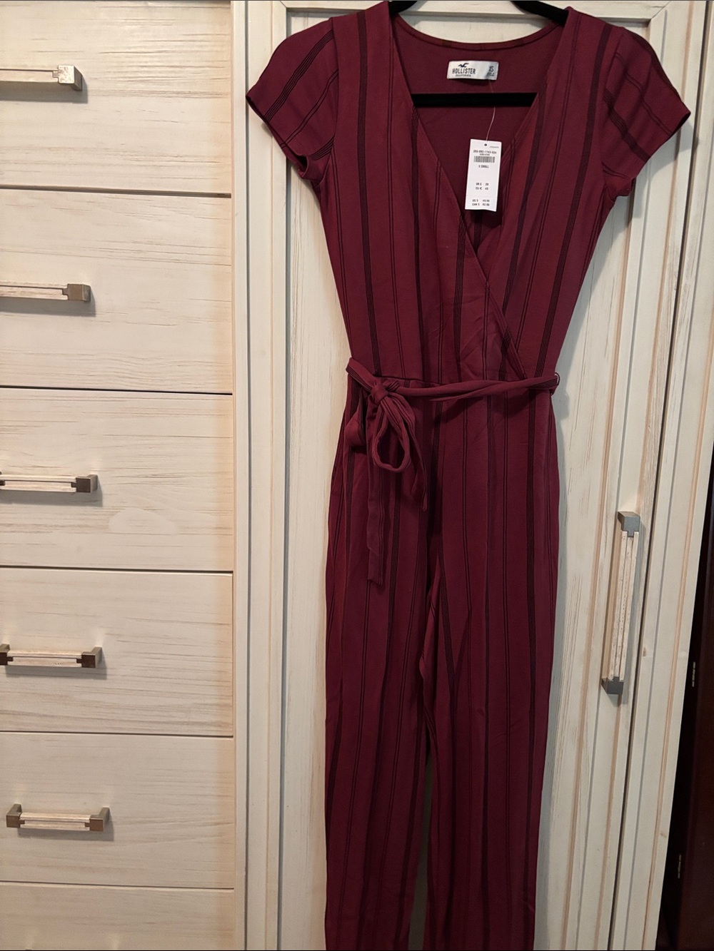 Hollister Burgundy Striped Jumpsuit